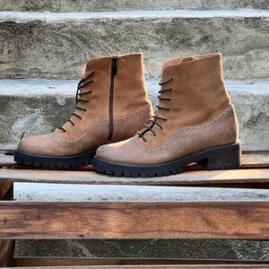 Julia Bo Brown Lace-Up Ankle Boots